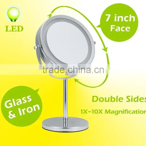 7 Inch Double Sided LED Makeup Mirror, 5x/1x Lighted Cosmetic Mirrors, LED Makeup Mirror photo-2