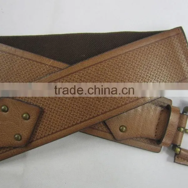 Stamp Design Elastic PU With Pin Buckle Waist Belt for Dress photo-2