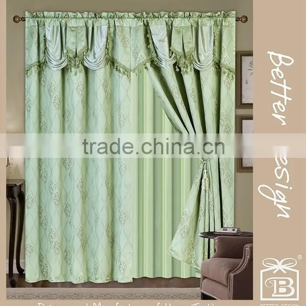 4 Colors Window Curtain Panel With Valance