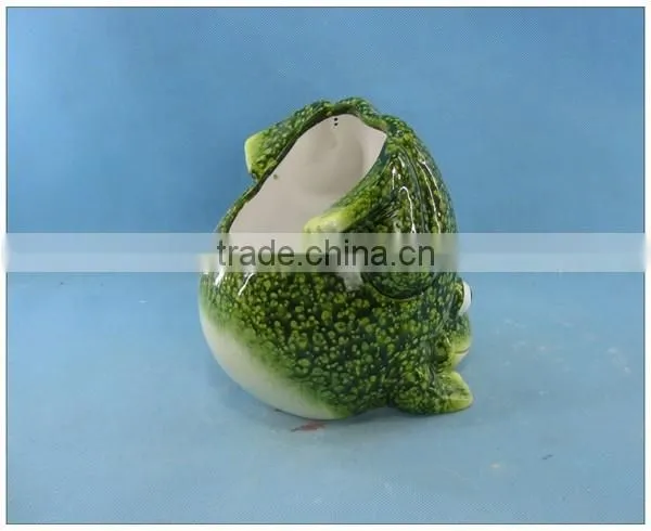 Ceramic Frog Garden Pot, Pottery Garden Flower Pot photo-2
