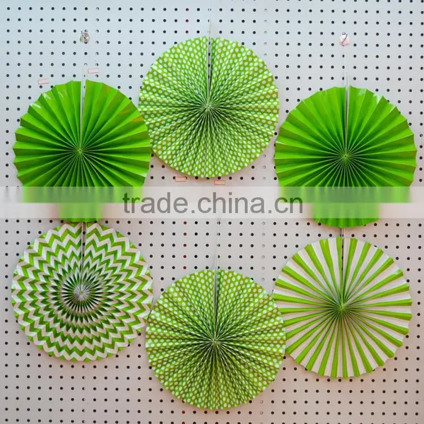 6 Pieces paper folding fan,printed paper fan for decoration