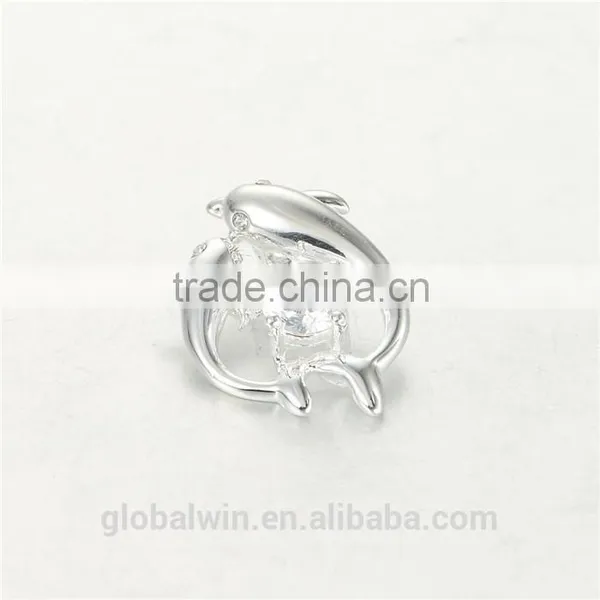 S925 Sterling Silver Lovely Animel Dolphins Crystal Pendant For Necklace photo-2