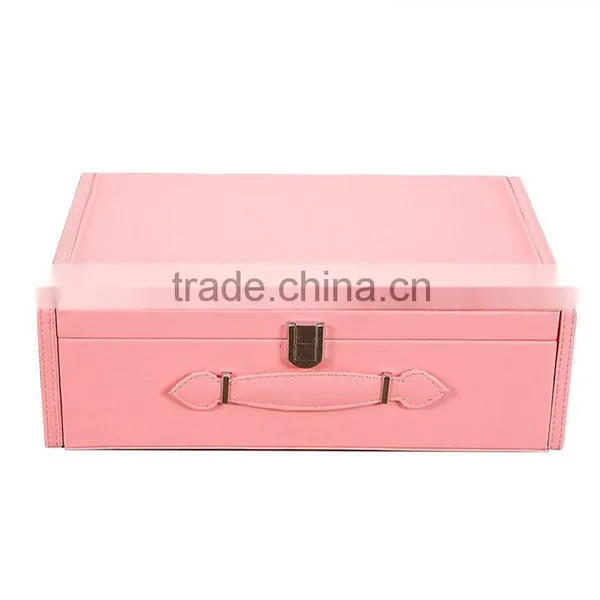 Chinese Factories Wholesale Custom High-grade Leather Dressing Case, Pink Makeup Box photo-2