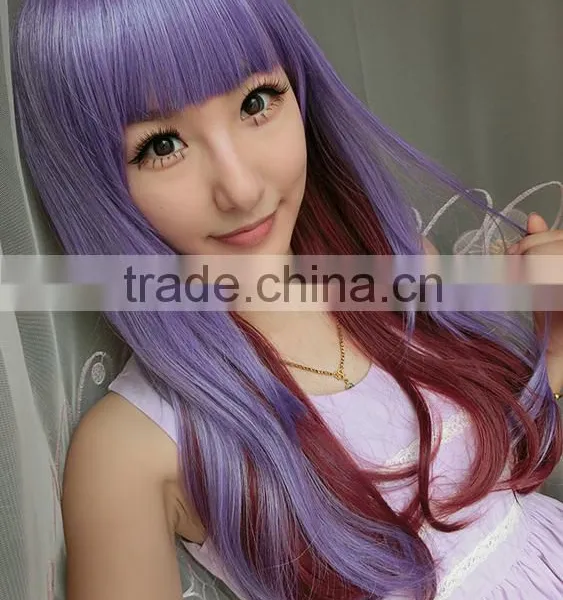 Top Quality 80cm Long Straight Heat Synthetic Multi Color Cosplay Wig photo-2