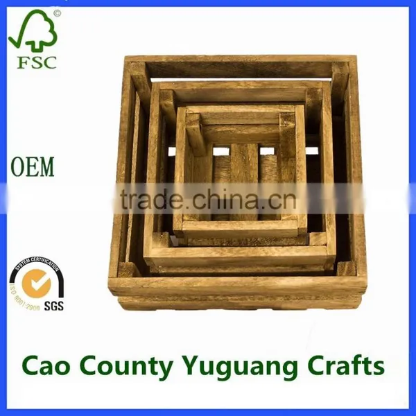 Cao County Set of 3 Wooden Crates for Vintage Shabby Chic Home Decor photo-2