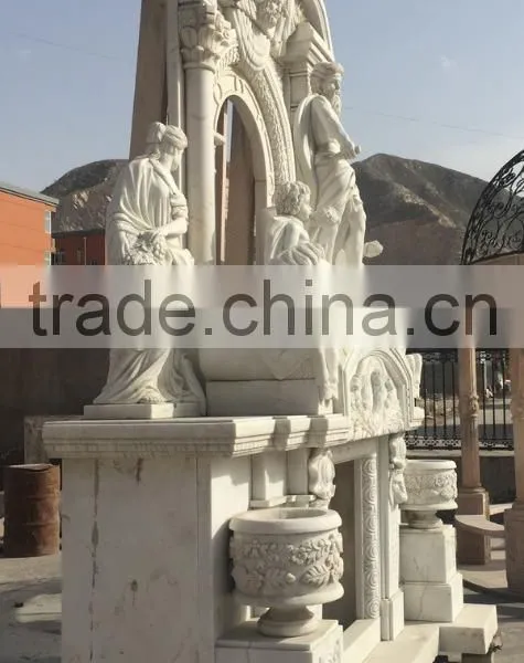Freestanding White Marble Statue Double Decorative Fireplace Mantel photo-4
