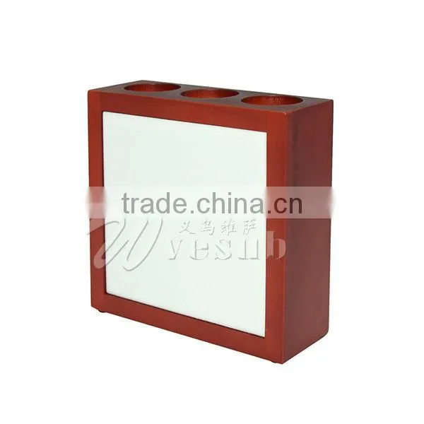 Sublimation Wooden Pen Holder With Tile Insert photo-2