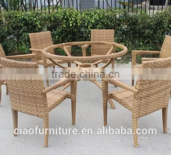 New Design Garden Home Rattan Furniture Outdoor Dining Table Set photo-3