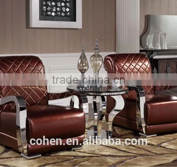 Round Shape Stainless Steel Corner/tea Table With Stone Marble Top B108-2 photo-2
