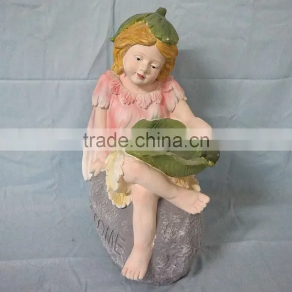 Fiberglass Garden Girl Welcome Statue Ornament photo-3