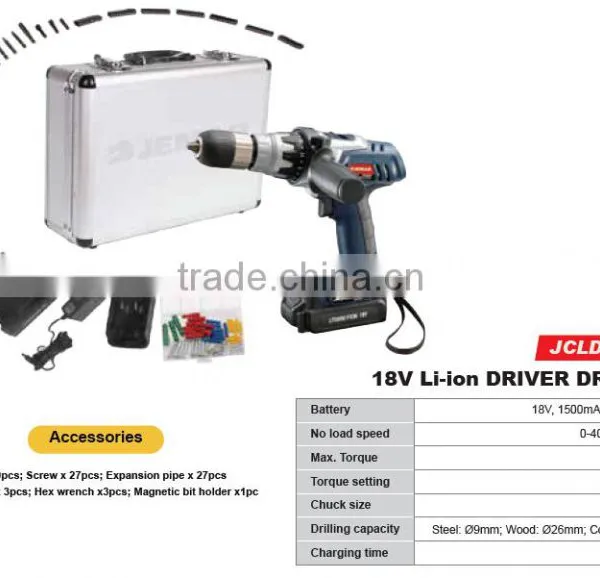 JCLD1860K 18V Li-ion Cordless Driver Drill Kit photo-6