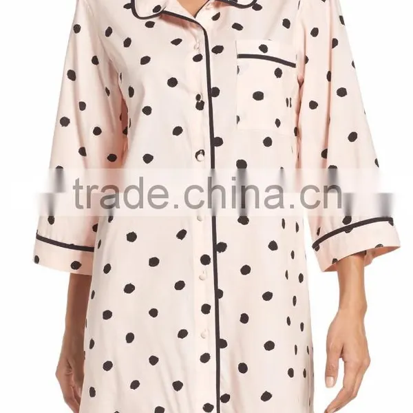 Sleep Shirt for Women Fashion Cotton Knit Sleep Shirts Wholesale Pajams Sleepwear photo-2