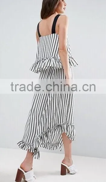 Fashion Stripe Set Crop Top and Panty Style Ith Ruffle photo-3