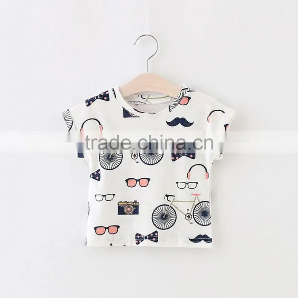Baby Clothes Girl Dandelion Glasses Bike Pattern Tee Shirt photo-4