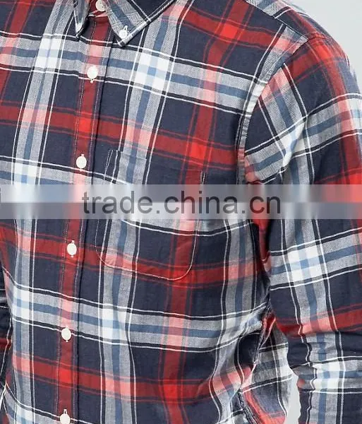 New Design Long Sleeve Button Down Collar Mens Pre-Shrunk 100% Cotton Flannel Lightweight Check Print Comfort Fit Casual Shirts photo-3