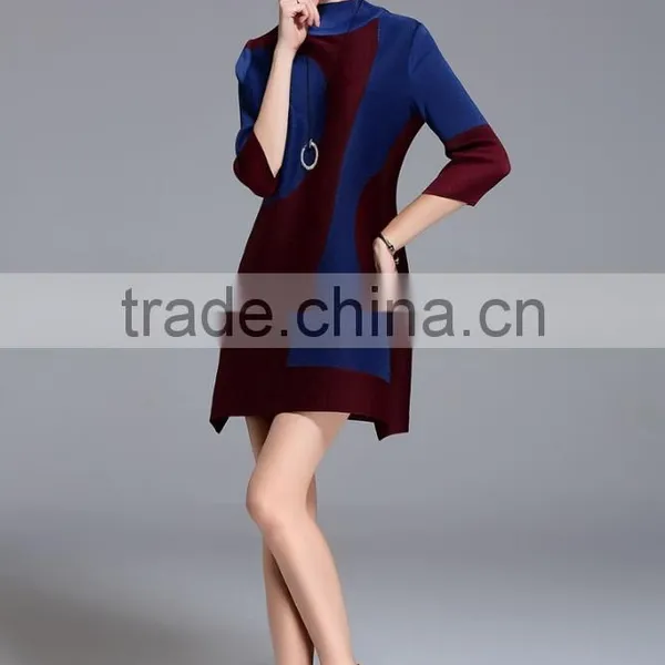 Women Creased 3/4 Sleeve Printing High Elastic Dresses Wholesale photo-4