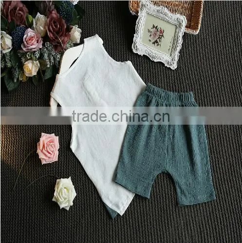 2107 New Design Kids Clothes Two Pieces Vintage Linen Girl Boutique Clothing Fashion Brand Baby Clothing Set photo-5