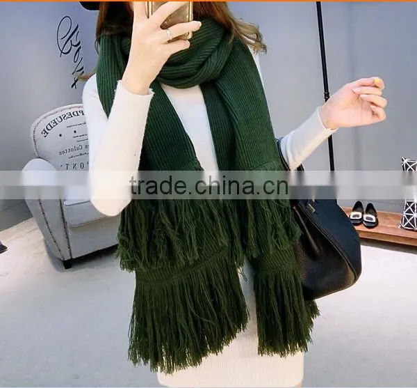 2015 2016 Modern Handmade Big Thick Acrylic Wool Trendy Knitting Scarf photo-3