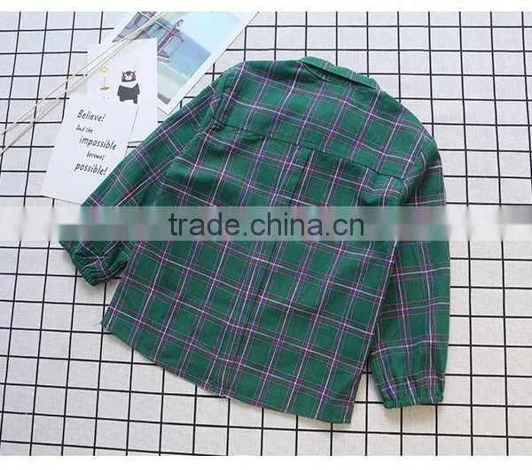 2-8 Years 2017 New Wholesale Autumn Cotton Full Sleeve Bow Plaid Girls Blouses photo-4