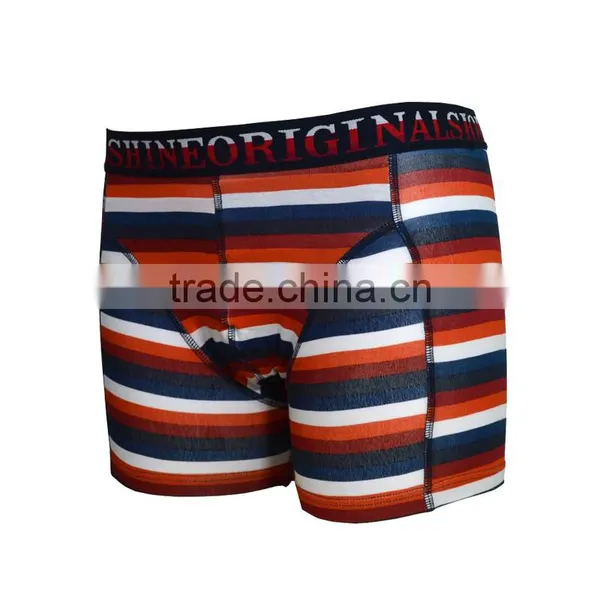 Stripe Printed Cotton Spandex Man Underwear Boxers photo-2