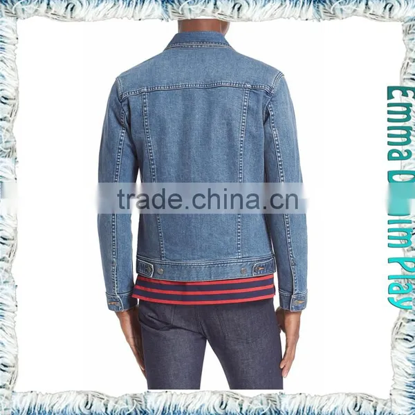 Fashion Style Mens Turn-down Collar Slim Fit Design Jeans Jacket photo-3