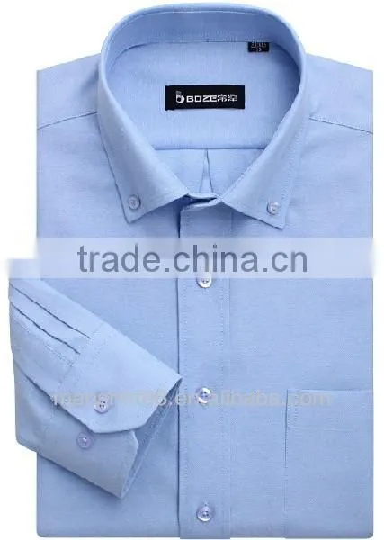 2017 Latest Long Sleeve Full Cotton Light Blue Button Down Oxford Shirt photo-2