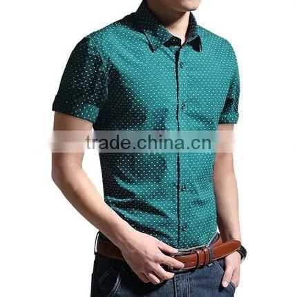 2015 Men Slim Fit Shirts Short Sleeve Wholesale photo-2