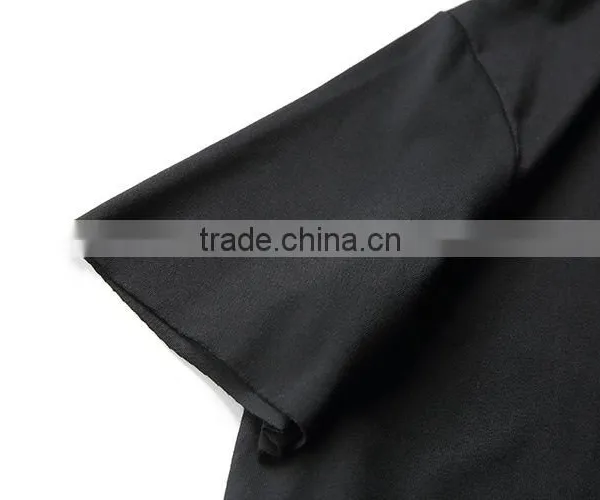 Men Black Zipper o Ring Hip Hop t Shirt With Hood photo-5