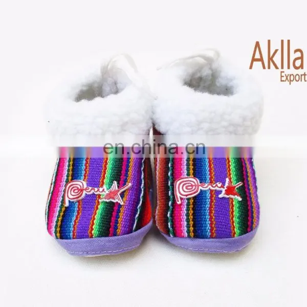 Peruvian Handmade Shoes for Baby of Aguayo Fabric photo-3