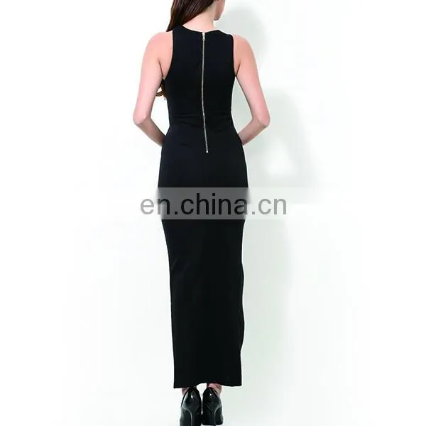 Modern Black Evening Sexy Cutout Zipper Maxi Dress photo-4