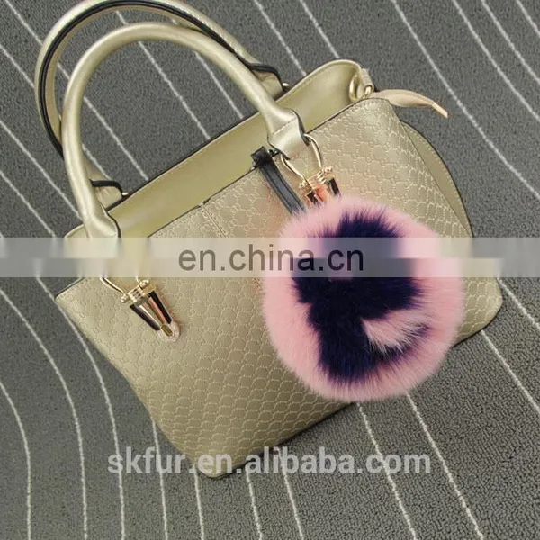 English Letters Design Fox Fur Pom Pom Keychain photo-3