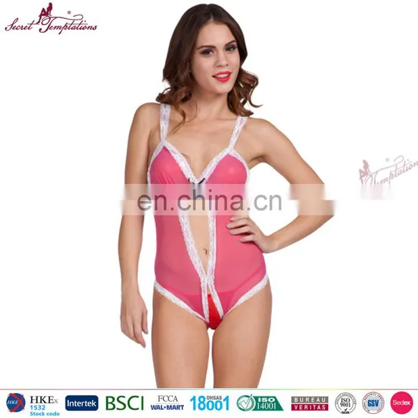 Sexy Hot Open Sex Lingerie Pink Sleeveless Sexy Womens Bodysuits 2017 Erotic Plus Size Lingerie Sexy Fat Women