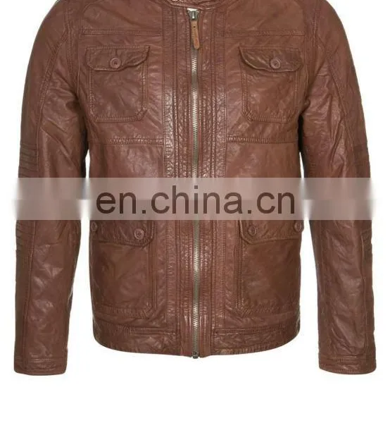 Men High Quality Leather Jean Pocket Jacket photo-3