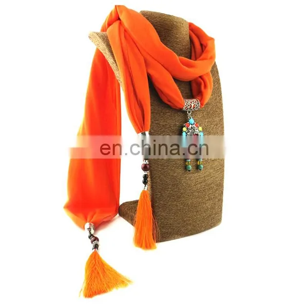 New Design Ceramic Pearl Style Tassel Pendant Scarves Ladies