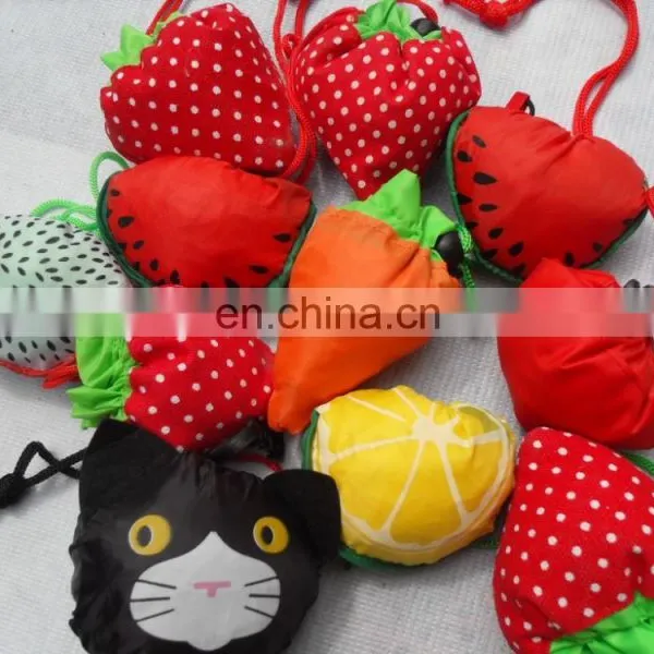 Customized Promotional Cheap Foldable Reusable Strawberry Shopping Bags