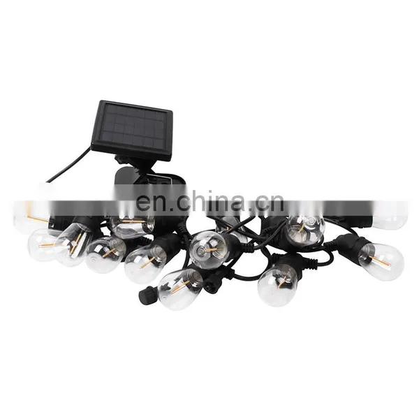 S14 Led 48ft 15 Sockets Party Edison Bulb Patio Led Solar String Lights Waterproof photo-3