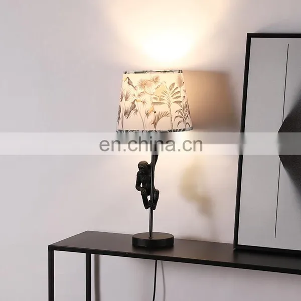 Cute Monkey Shape Resin Base Customized Modern Hotel Nightstand Desk Lamps for Bedroom photo-5