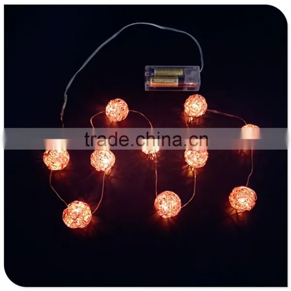 Warm White 10LED Iron Ball Light 3V Indoor Copper String Light photo-5