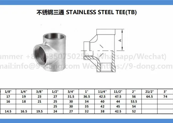 Stainless Steel Tee TB SS316 150LBS DN25 1