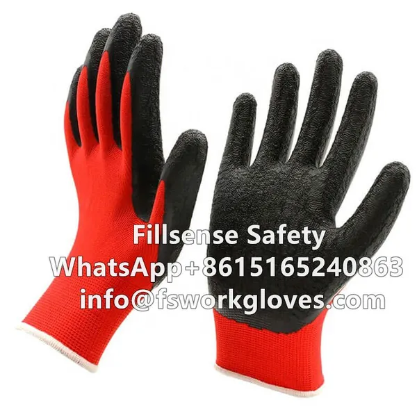 13Gauge Polyester Liner Crinkle Latex Coated Gloves Slip Resistant Gloves Slip Proof Gloves Anti Slip Gloves photo-2