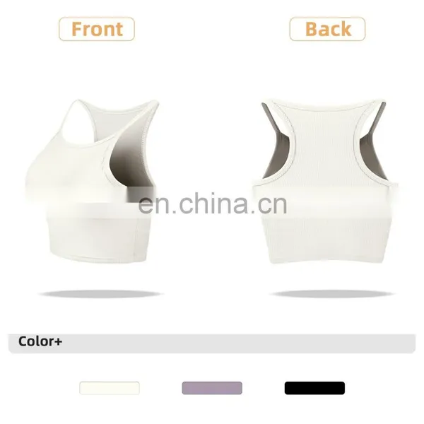 Wholesale New Sports Bra High Neck Support Ribber Clothing Women Active Wear Tops photo-4