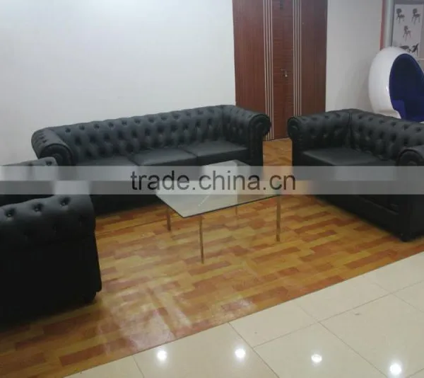 Replica Wooden Frame Chesterfield Sofa Set, Anonimo Chesterfield Sofa Design, Black Color Chesterfield Sofa Set for Living Room photo-4