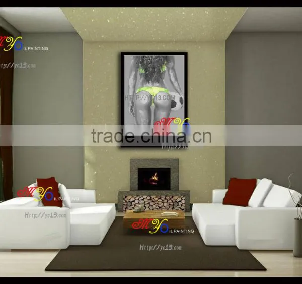 Open Hot Sexi Images for Girls Hand Painted Football Star African Women Oil Paintings YB-70 photo-2
