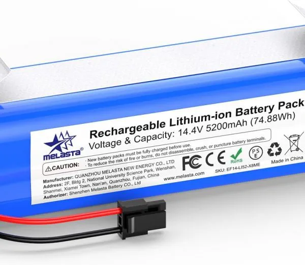 Melasta 14.4V 5200mAh Lithium Ion Replacement Battery Pack Compatible With X8 T226X Robot Vacuum Cleaner