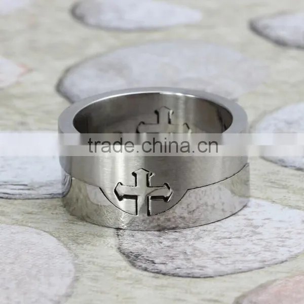Two Tone Stainless Steel Rotating Ring With Lords Prayer and Cross Design Sizes 7 to 13 photo-3