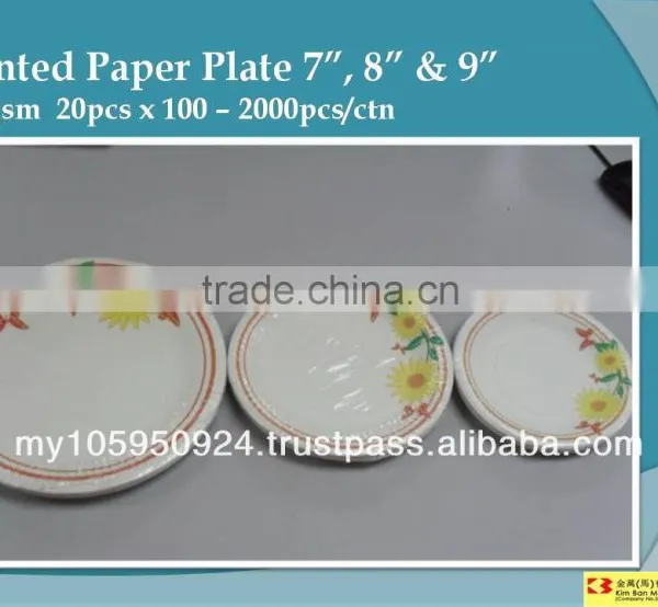 Printed Paper Plate 7", 8" & 9"