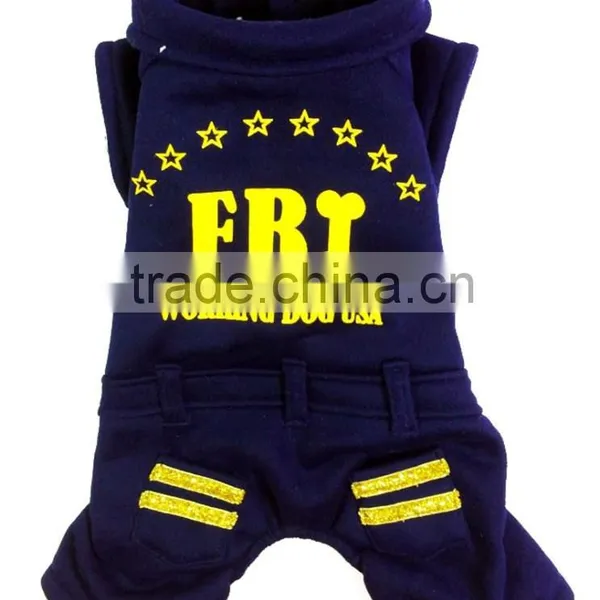 Blue Color Spring and Autumn Apparel USA FBI Printed Pet Fleece Dog Clothes photo-3