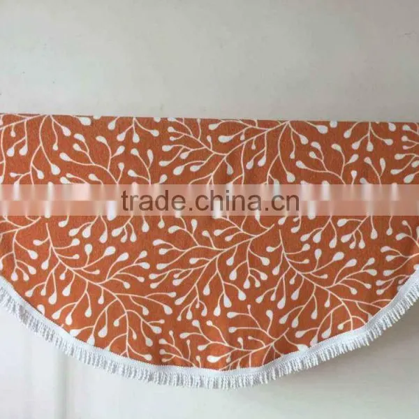 Printed Design Cotton Beach Towel With Tassel, Towel Used Home Decoration photo-2
