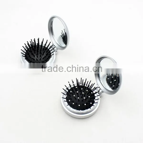 Hot Sale Plastic Travel Portable Makeup Mirror With Brush photo-2