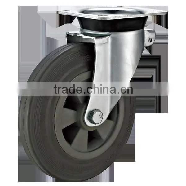 EN 840 Dustbin Industrial Casters With Gray Rubber Wheels photo-2